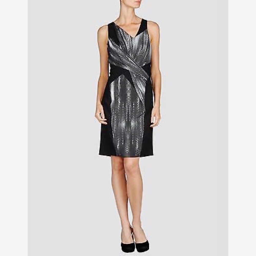 Helmut Lang Vertebrae black grey print silk dress